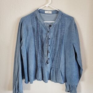 NATURAL LIFE Blue Button-Up Blouse